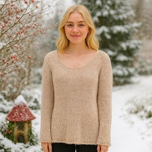 Guinevere Anthropologie Light Pink Wool Blend Sweater Holiday Cabin Mountains M